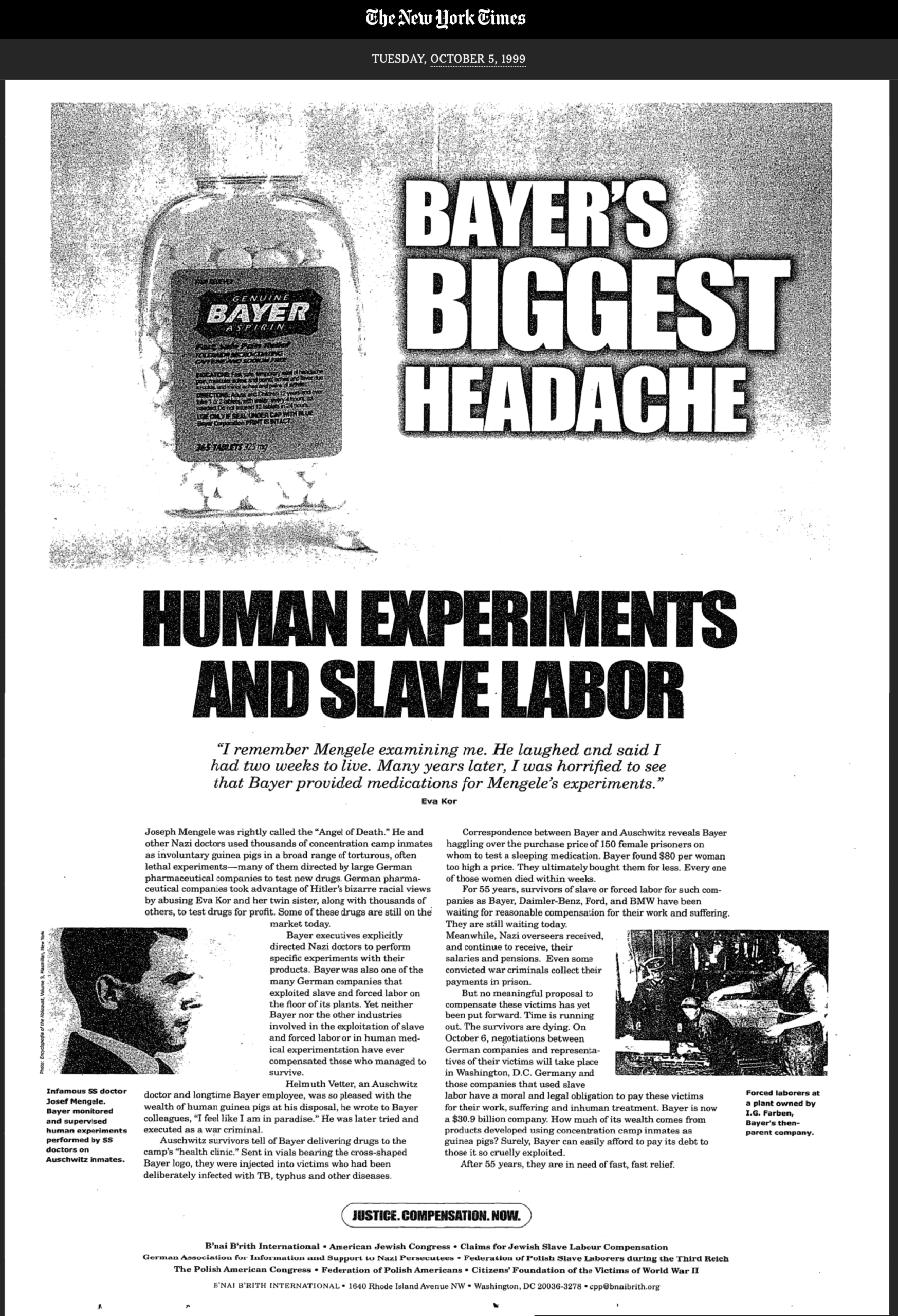 doctor mengele eva moses kor bayer 5 billion experiment dr josef mengele auschwitz