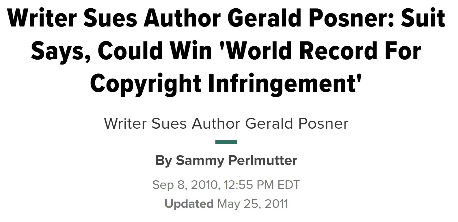 world record gerald posner plagiarism